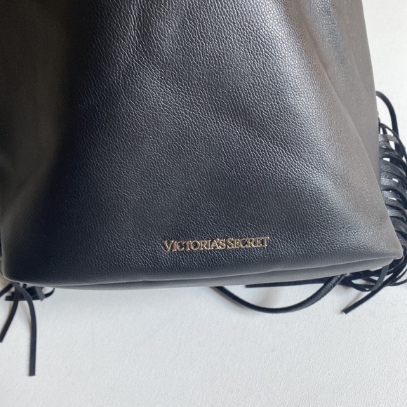 Victoria's Secret Fashion Show Fringe Faux Leather Tassel boho Backpack in Black - Picture 4 of 16